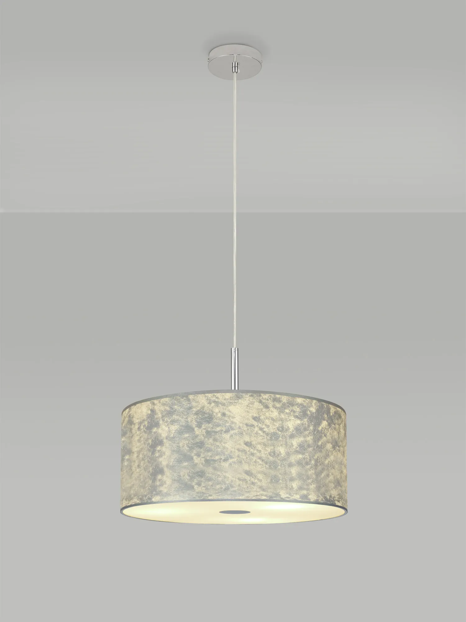 Baymont 40cm 1 Light Pendant Polished Chrome, Silver Leaf, Frosted Diffuser DK0789  Deco Baymont CH SL